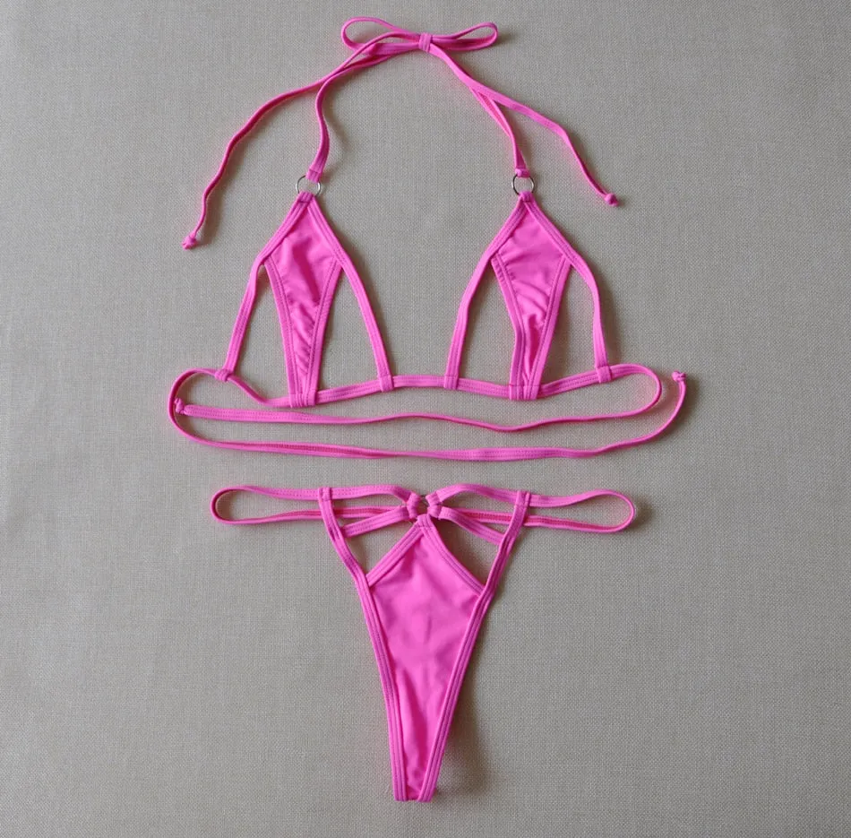 2 Piece Micro Bikini G String mini Bikini Thong Swimsuit Beachwear Multi Color Bathing Suits