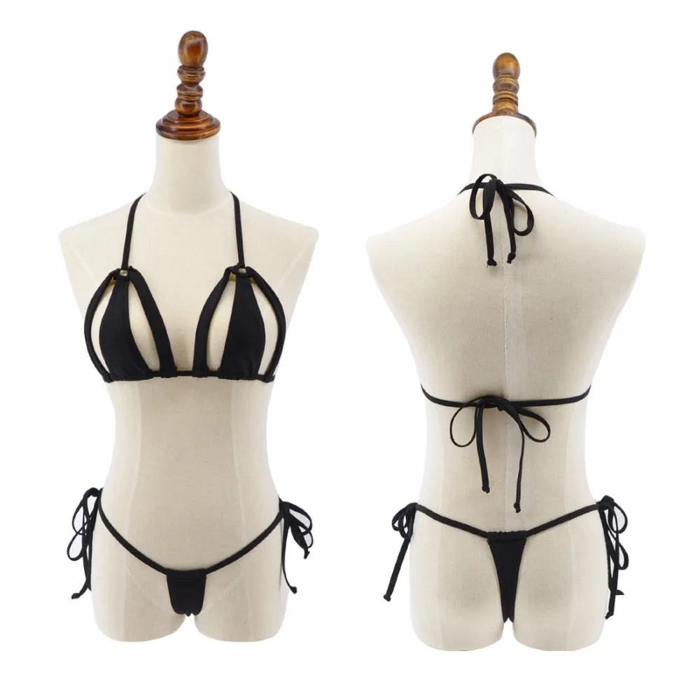 2 Piece Micro Bikini G String mini Bikini Thong Swimsuit Beachwear Multi Color Bathing Suits