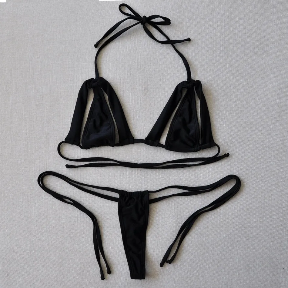 2 Piece Micro Bikini G String mini Bikini Thong Swimsuit Beachwear Multi Color Bathing Suits