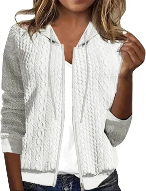 2024 Womens Short Winter Coats Dressy Casual Full Zip Up Petite Jackets Trendy Fashion Jacquard Sweater Cardigan Plus Size