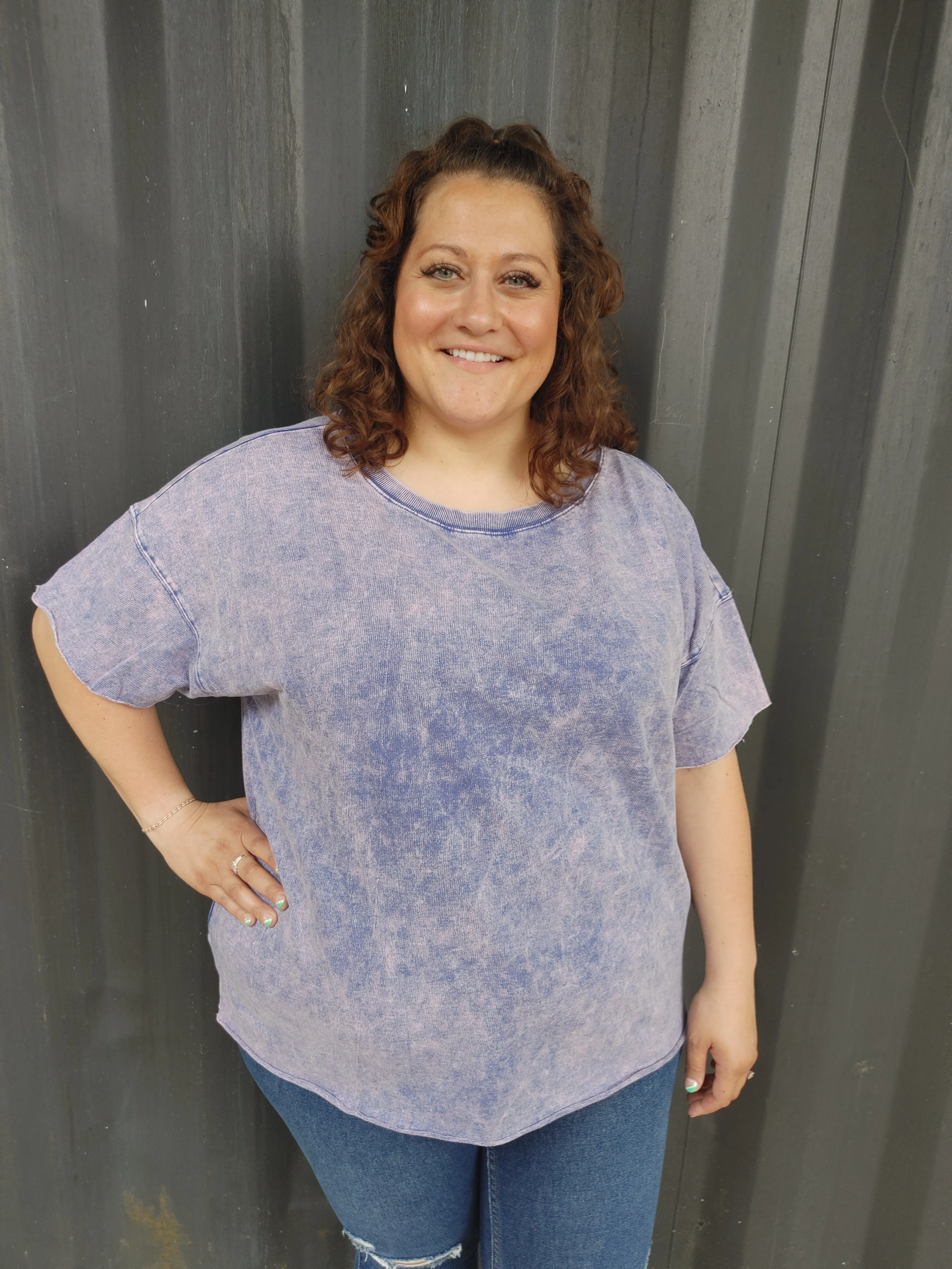 Blueberry Bleached Boyfriend T-Shirt