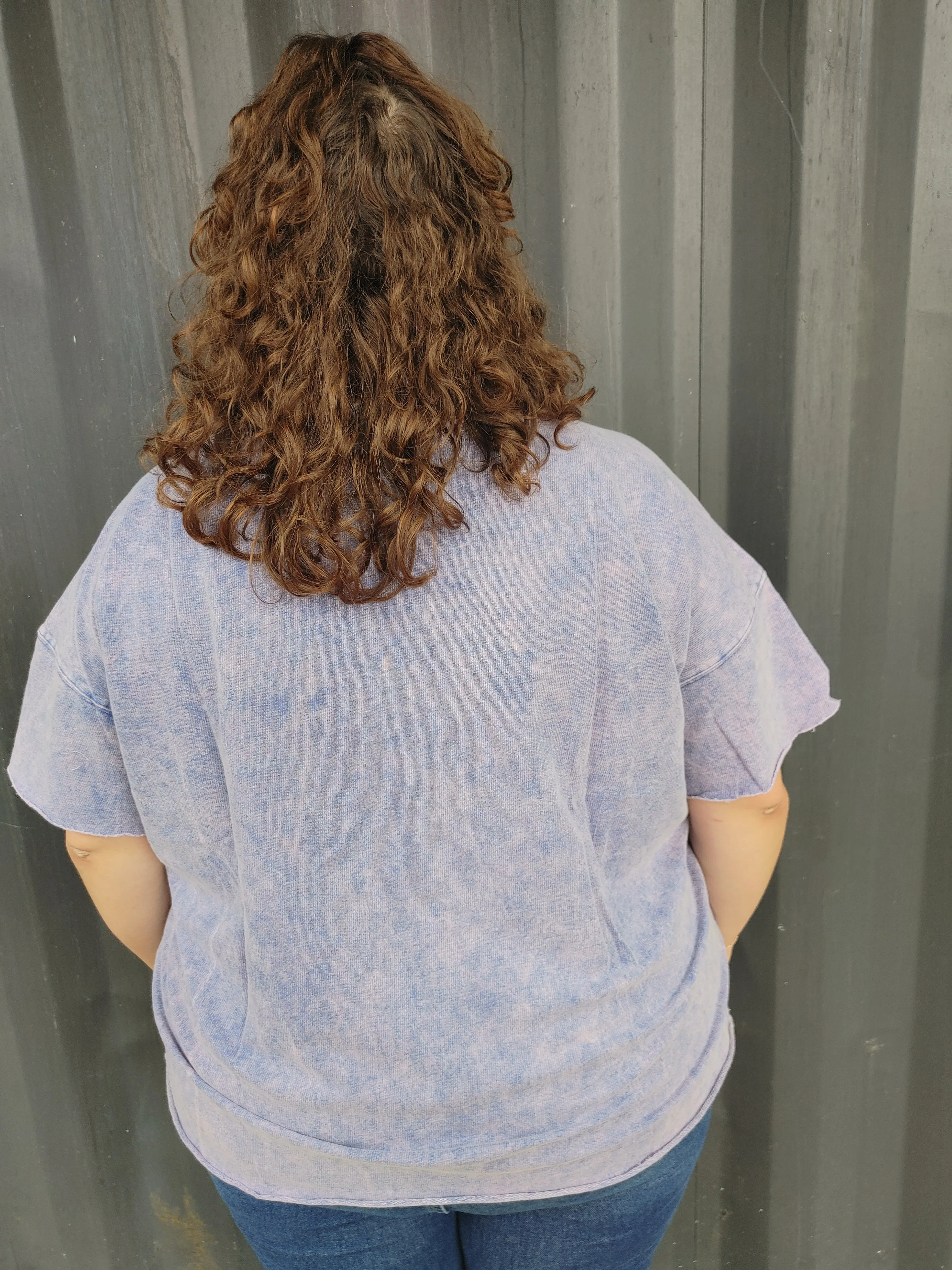 Blueberry Bleached Boyfriend T-Shirt