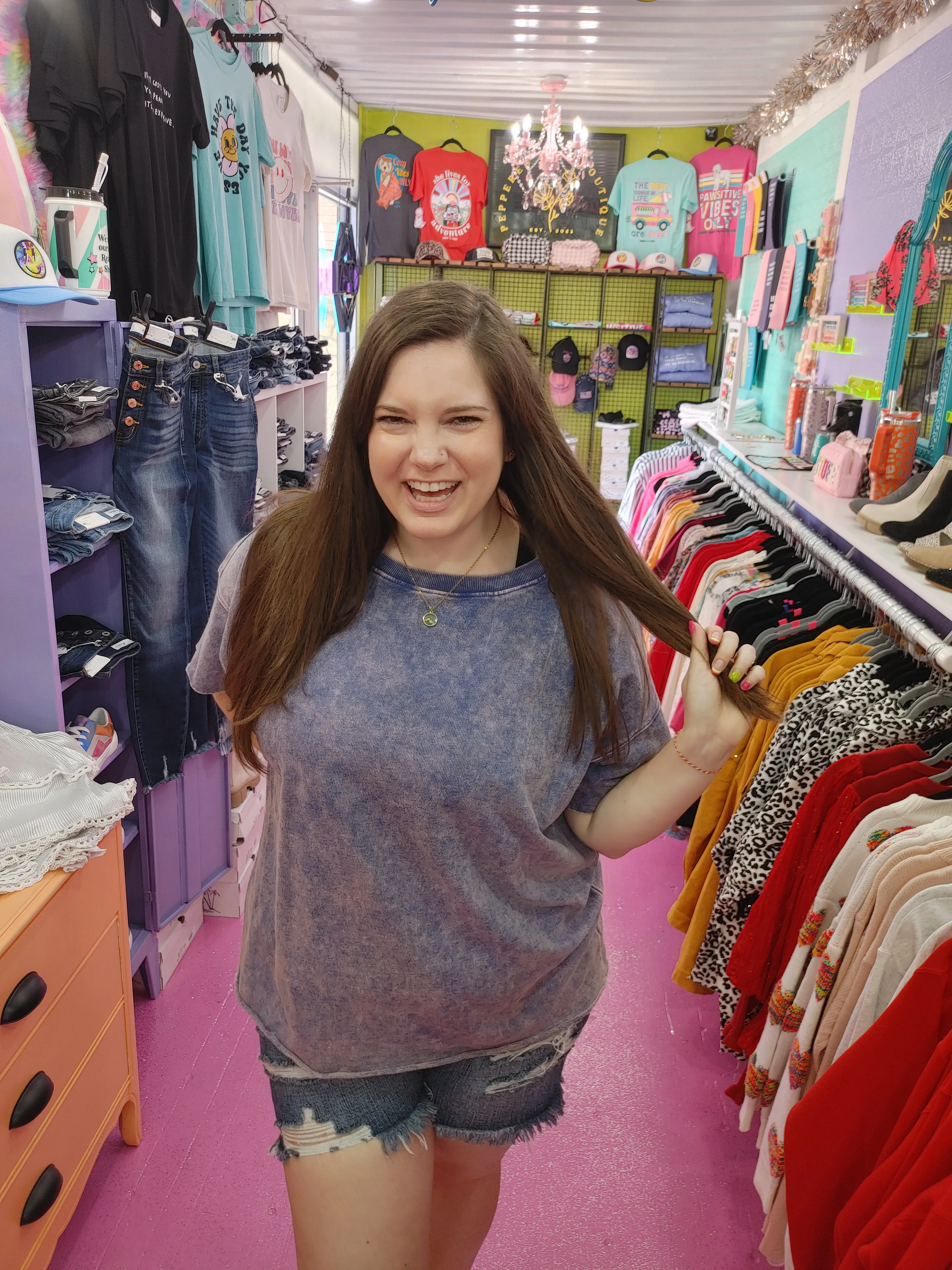 Blueberry Bleached Boyfriend T-Shirt