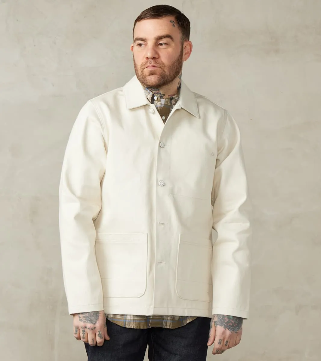 BWJ-01 - Worker Jacket - 14oz Ecru Paint Roller Selvedge Denim