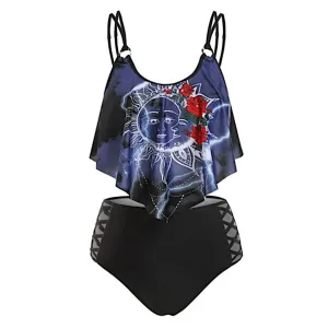 Celestial Sun & Moon High-Waisted Tankini