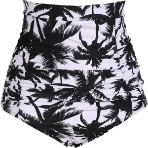 COCOPEAR Women's Ruched High Waisted Bikini Bottom Retro Vintage Swim Short Tankinis
