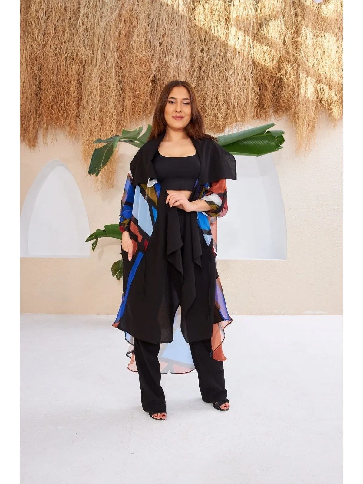 Colorful Chiffon Back Kimono