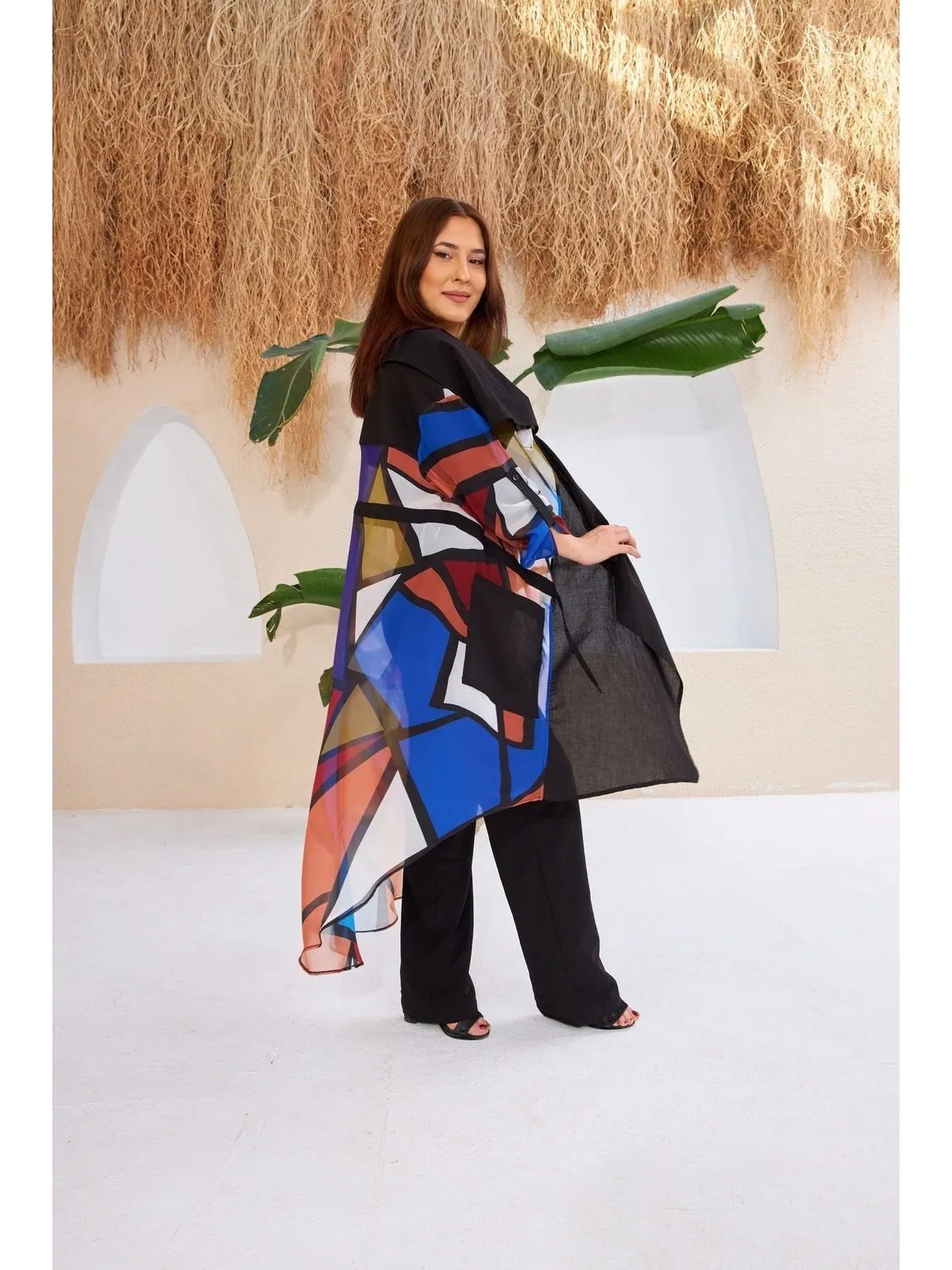 Colorful Chiffon Back Kimono