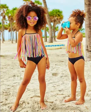 Fringy Black One Piece