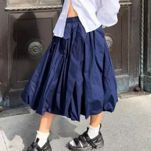 Girlary Women's Y2k Bubble Long Skirt High Waisted Lantern Puffy Skirt Summer Ruffle Hem A Line Balloon Skirts Vintage Streetwear