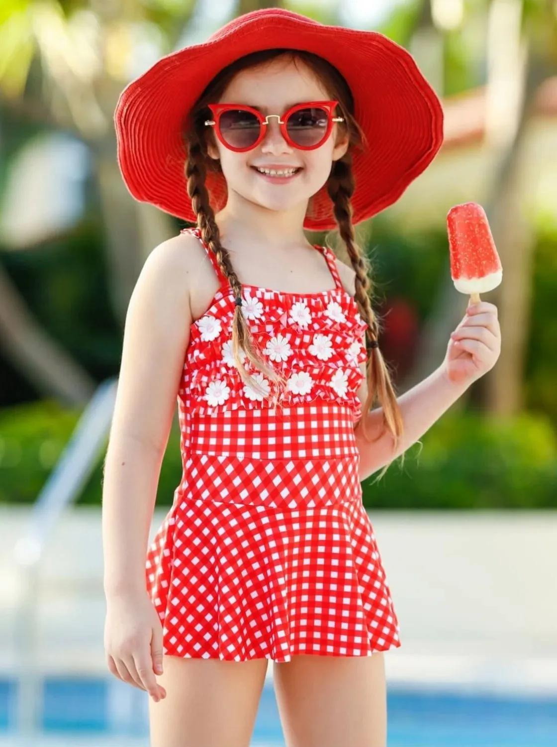 Girls Butterflies Love Daisies One Piece Swimsuit