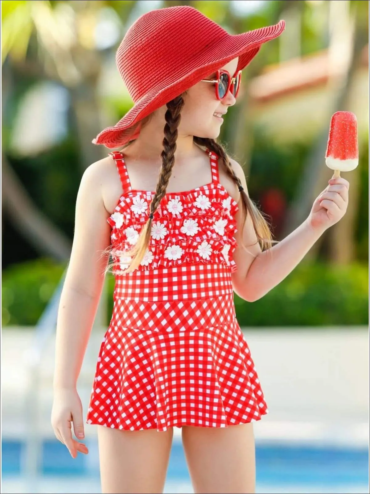 Girls Butterflies Love Daisies One Piece Swimsuit