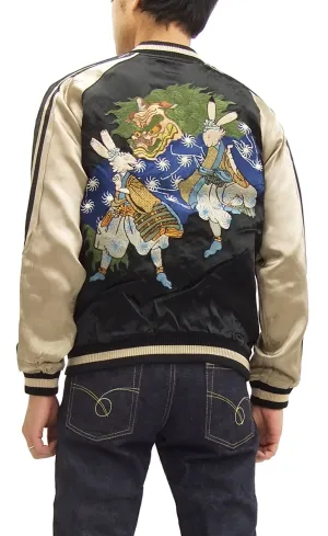 Hanatabi Gakudan Men's Japanese Souvenir Jacket Japanese Lions Dance Sukajan Script SSJ-014