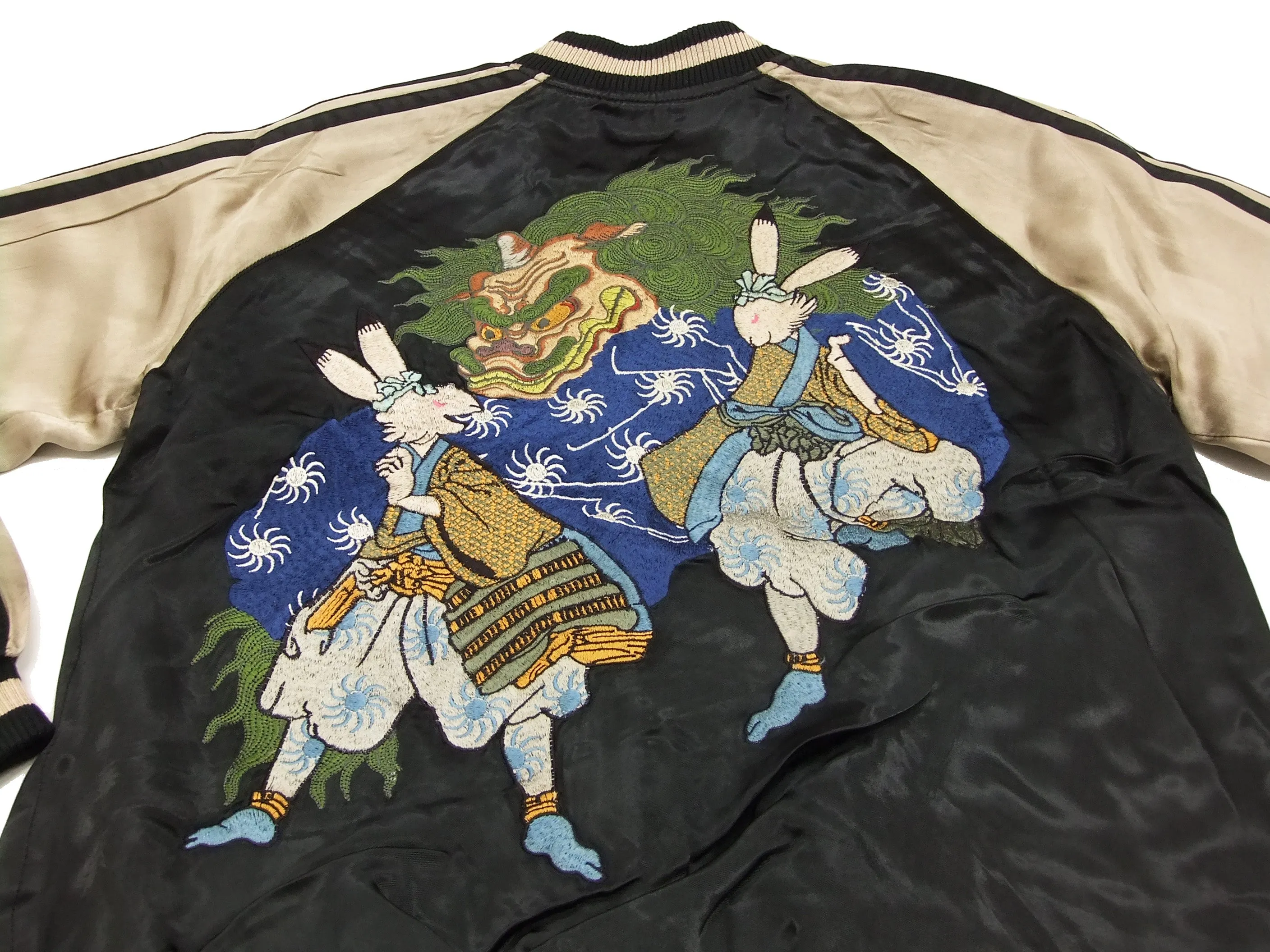 Hanatabi Gakudan Men's Japanese Souvenir Jacket Japanese Lions Dance Sukajan Script SSJ-014