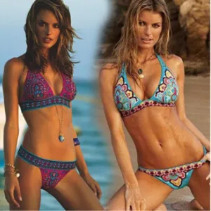 IM.CUTE  Two Piece Retro Print Padded Push-up Bikini Swimsuit Set for Women