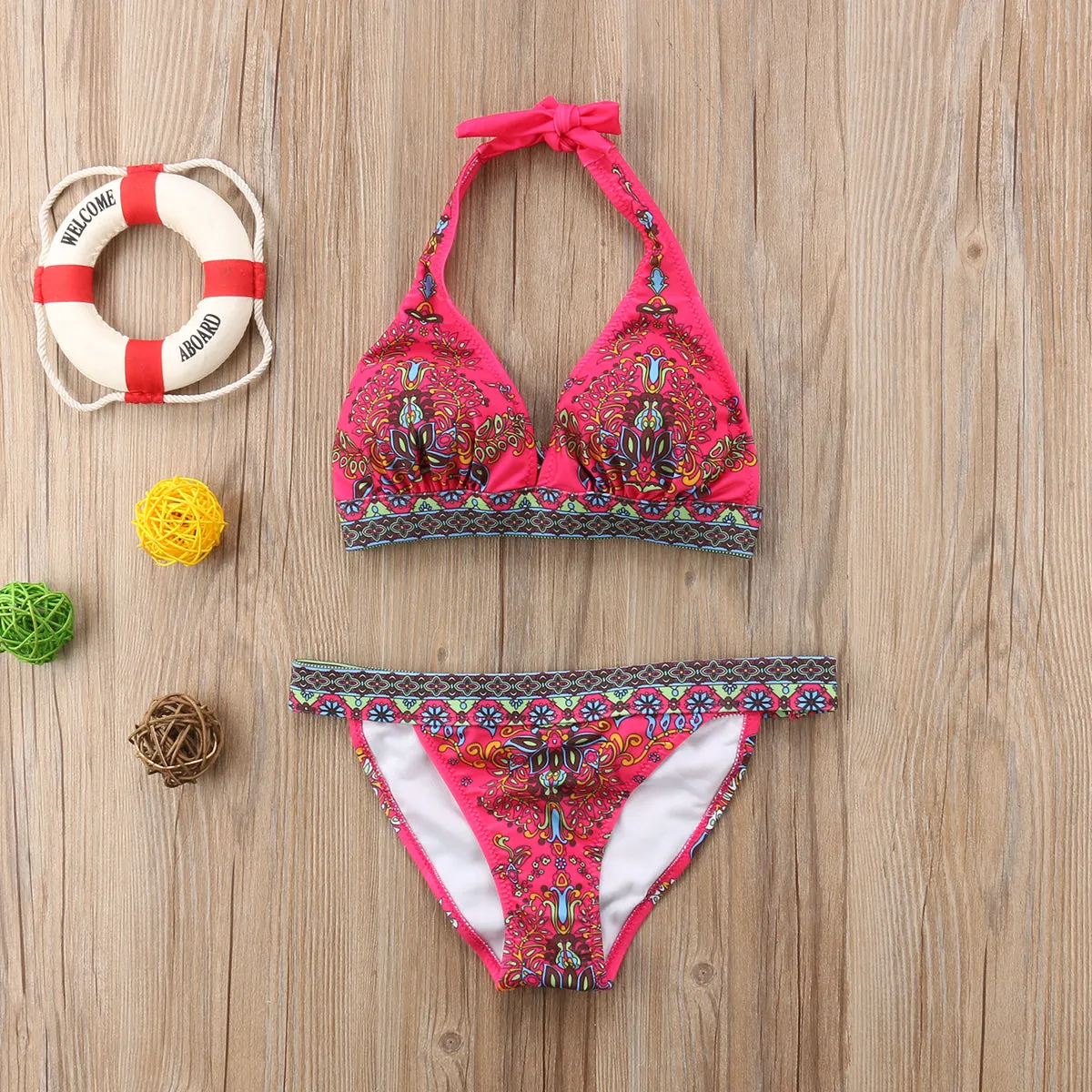 IM.CUTE  Two Piece Retro Print Padded Push-up Bikini Swimsuit Set for Women