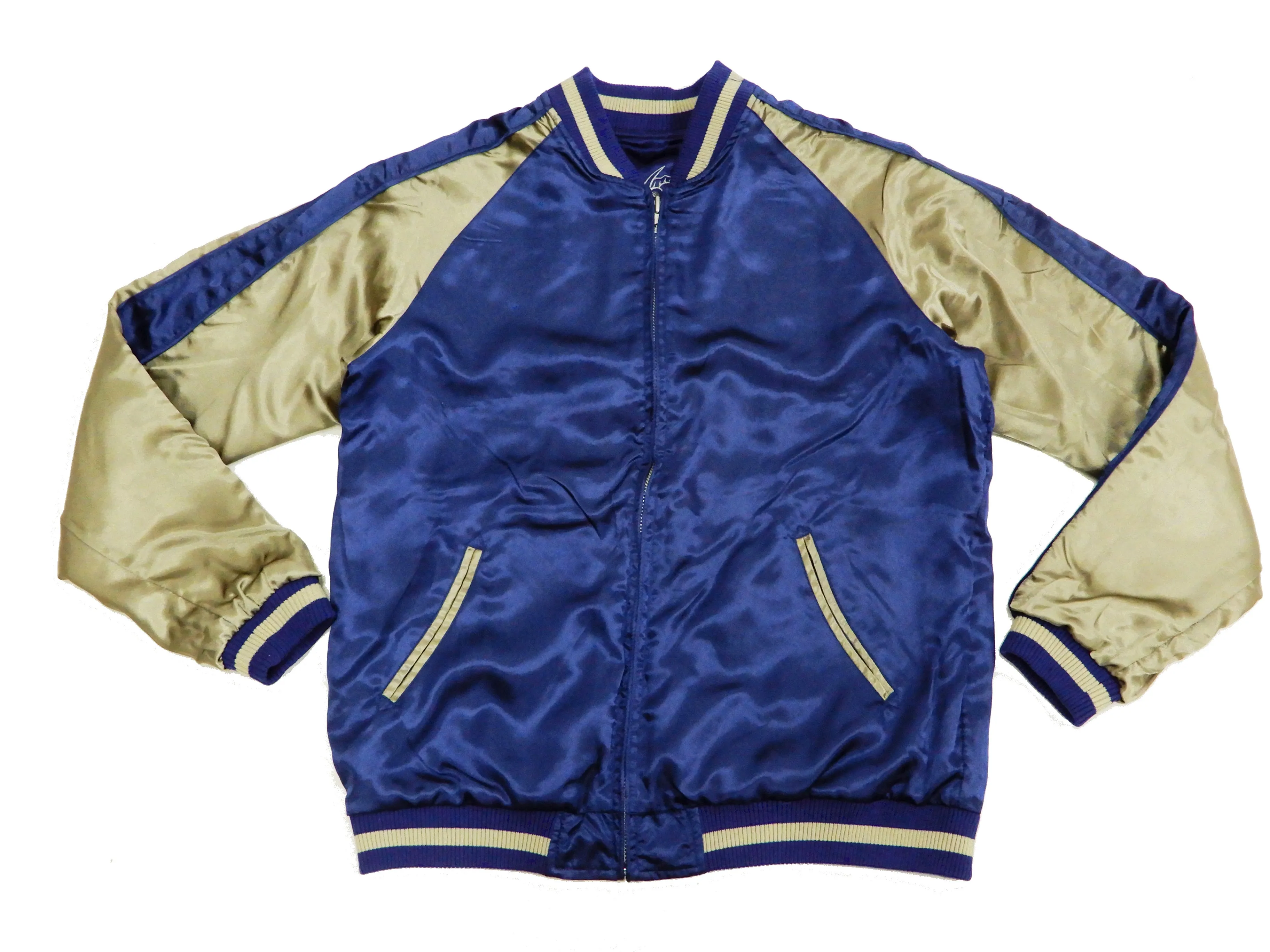 Japanesque Men's Japanese Souvenir Jacket Dragon Sukajan 3RSJ-024 Navy-Blue/Beige
