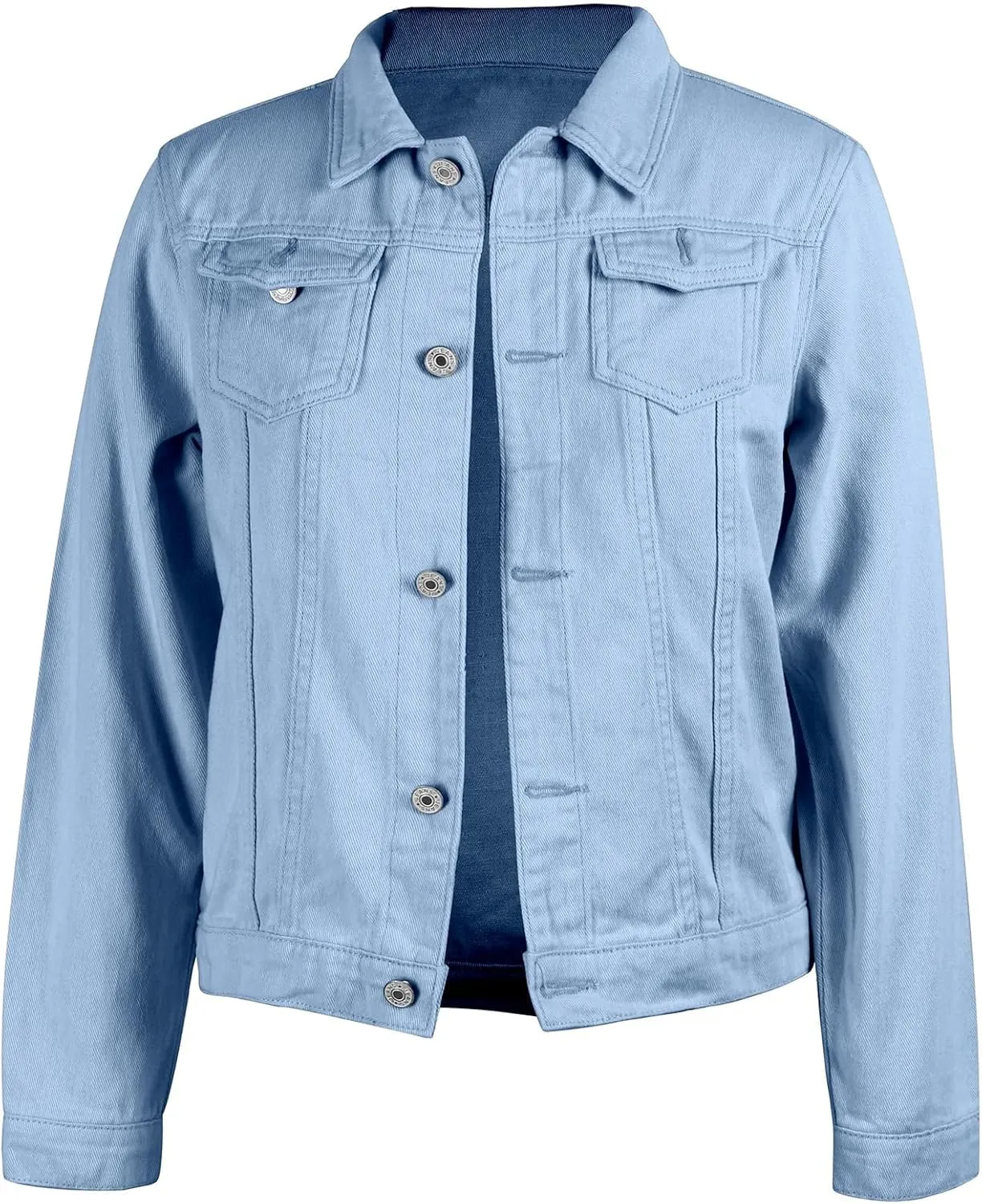 LOAIHA Cropped Denim Jacket for Women Lapel Long Sleeve Button Down Jean Jacket Lightweight Trucker Coat Fall Outwear Shacket