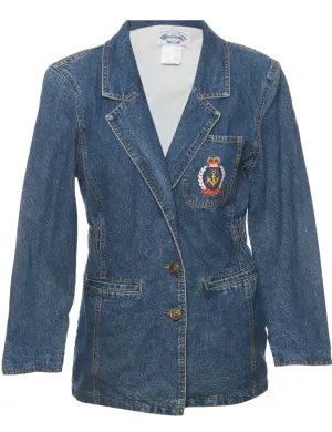 Medium Wash 1990s Embroidered Denim Jacket - M