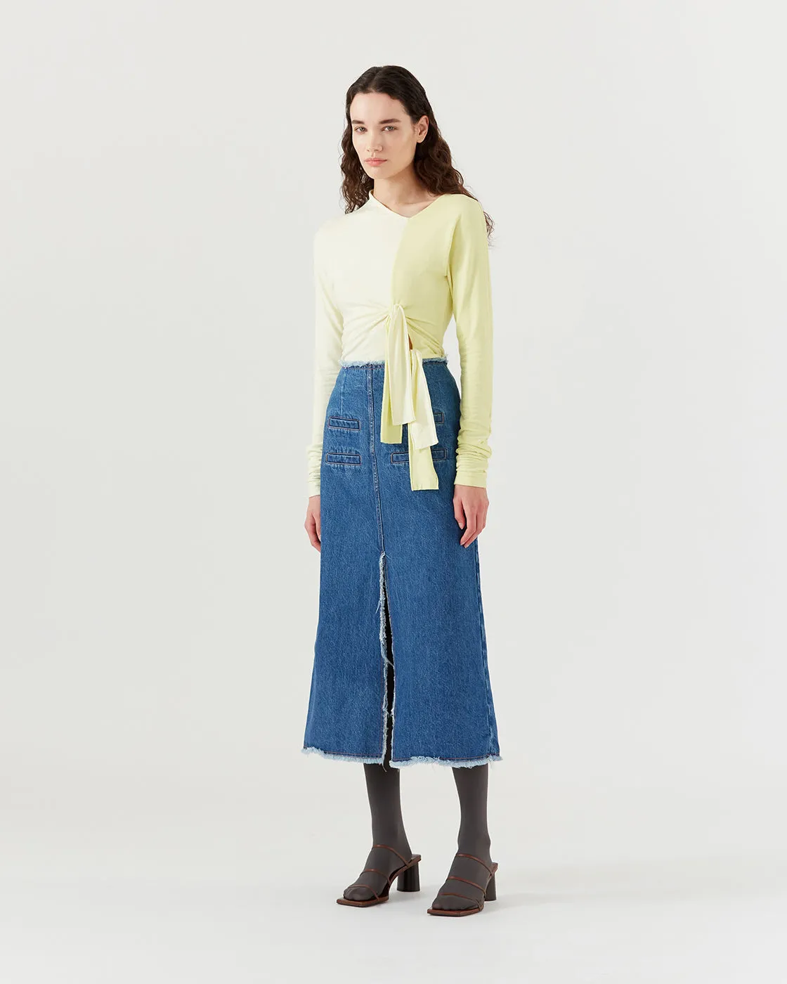 Narin Skirt Organic Cotton Denim Blue