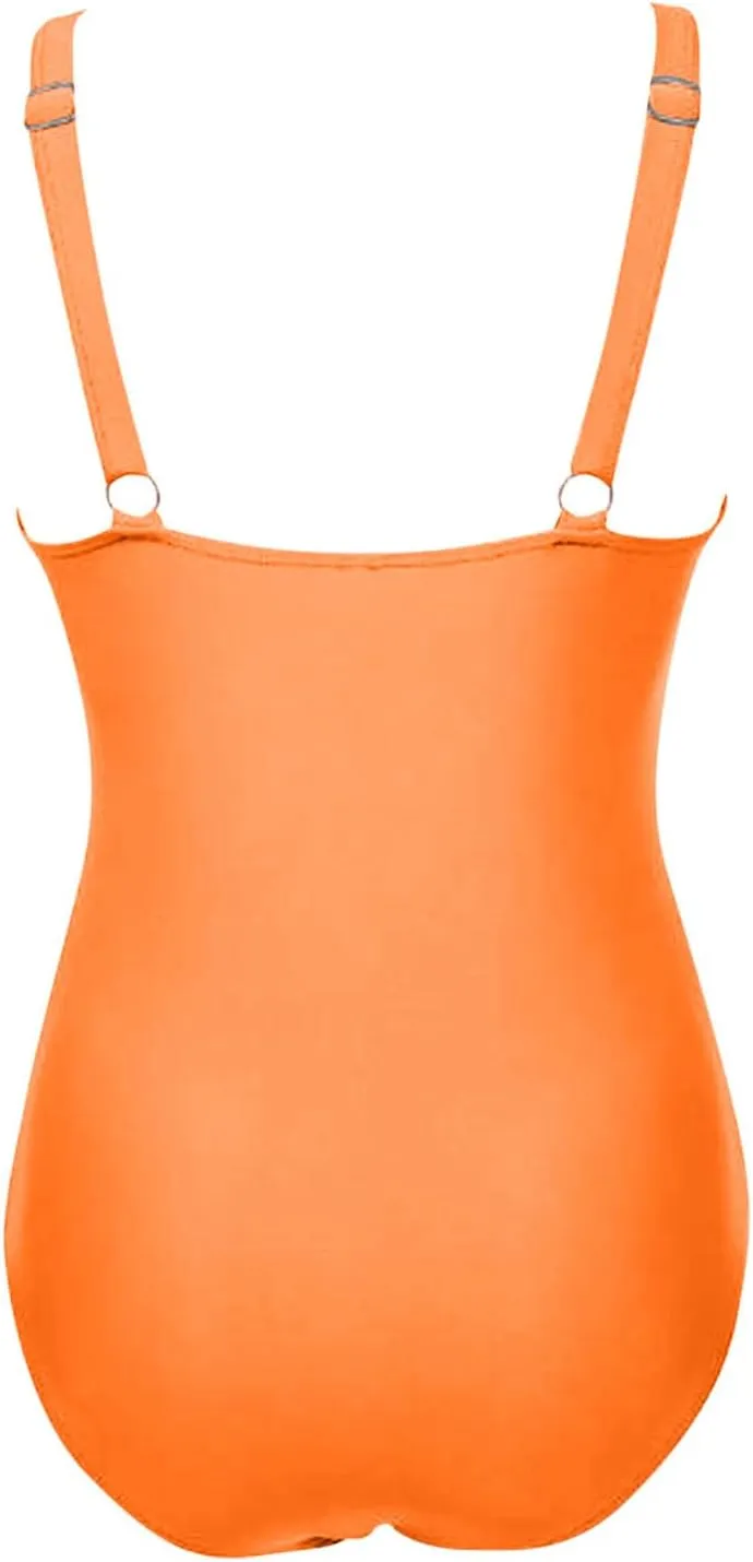 NATHGAM One Piece Swimsuit Women Tummy Control Swimsuits High Waisted Mesh Sheer Bathing Suit Sexy Deep V Neck Swimwear 2025