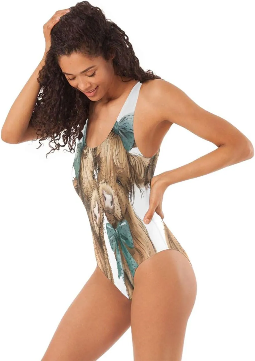 Orange Cat Sunset Low Back One-Piece, One-Piece Swimsuit with Padding Swim Suits for Women