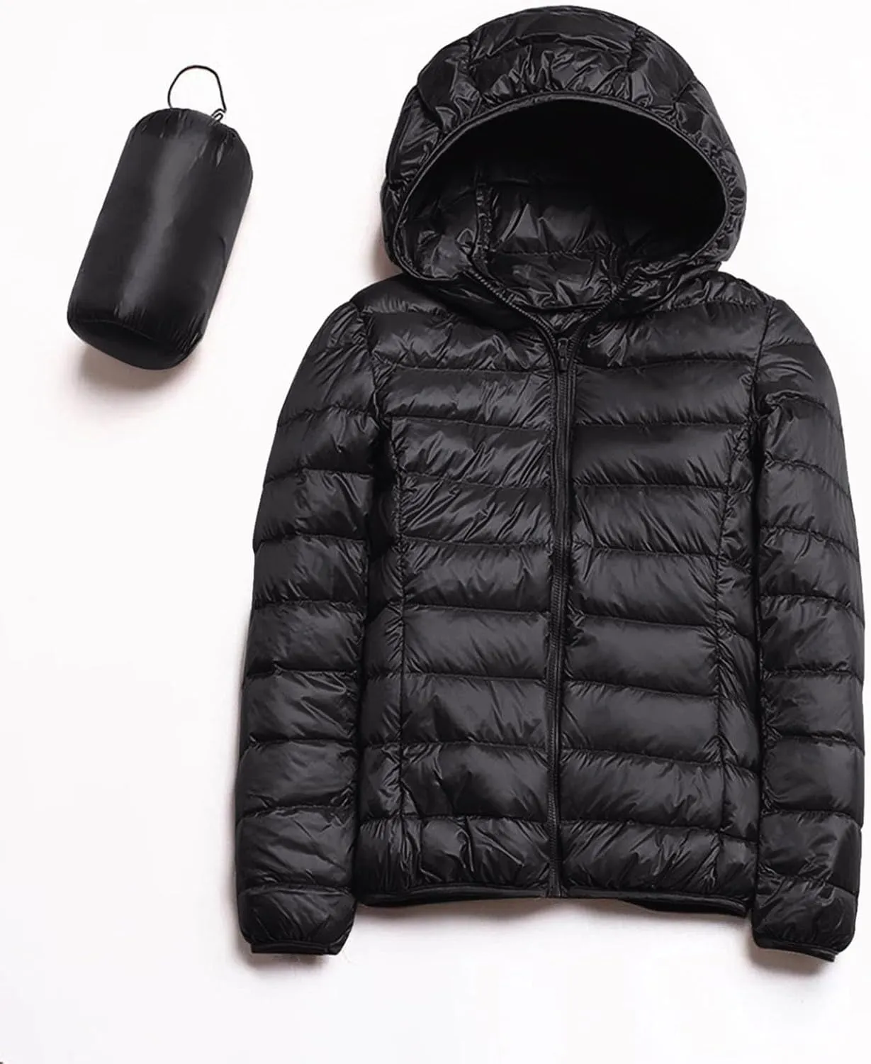 Packable Puffer Jacket Women Lightweight Short Down Jackets Winter Trendy Slim Fit Hooded Bubble Coat Light Puffer Jackets