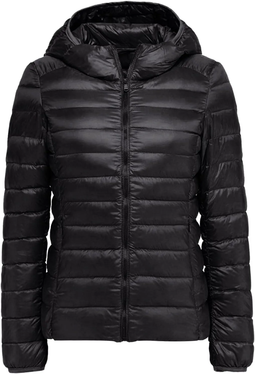 Packable Puffer Jacket Women Lightweight Short Down Jackets Winter Trendy Slim Fit Hooded Bubble Coat Light Puffer Jackets