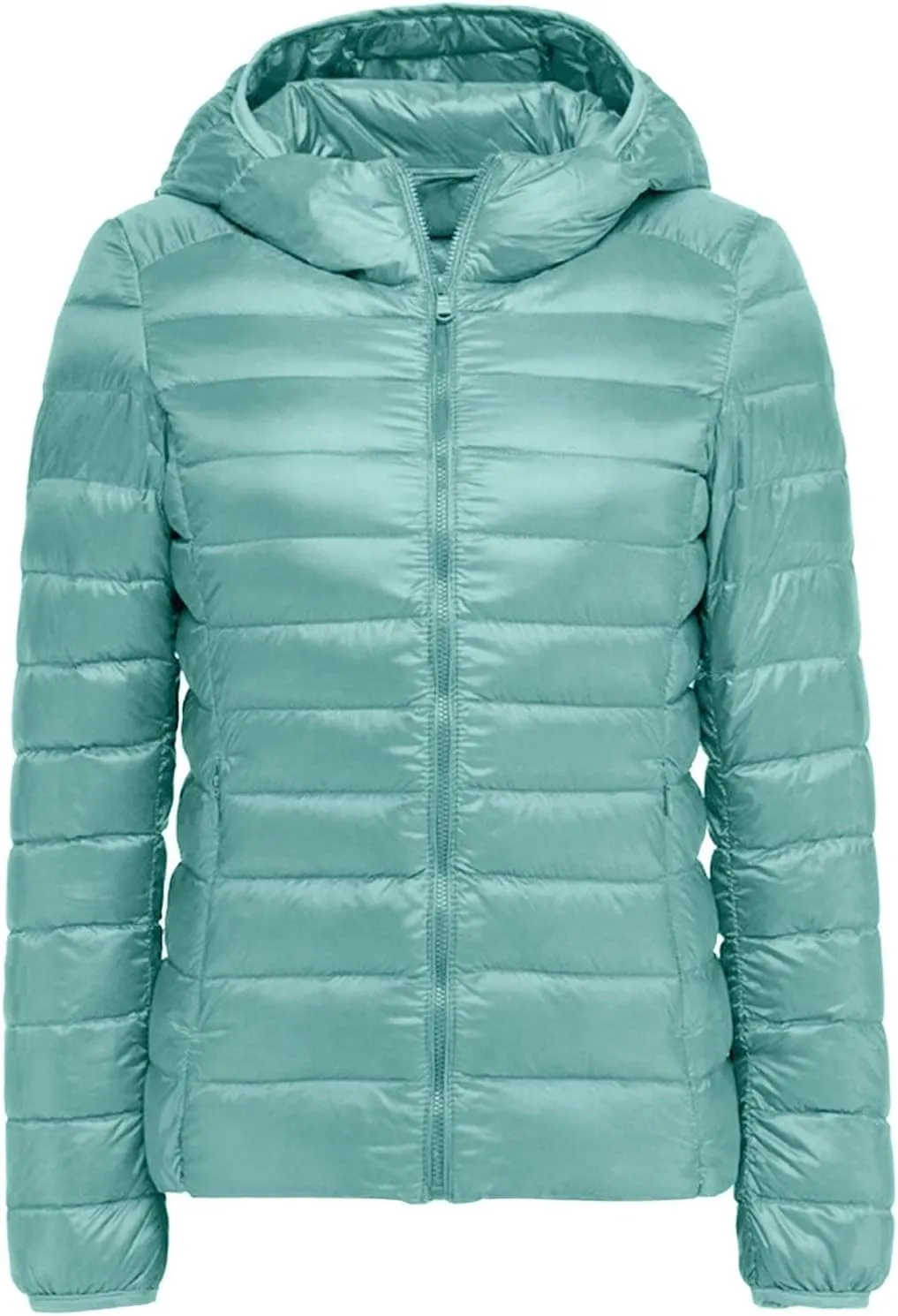 Packable Puffer Jacket Women Lightweight Short Down Jackets Winter Trendy Slim Fit Hooded Bubble Coat Light Puffer Jackets