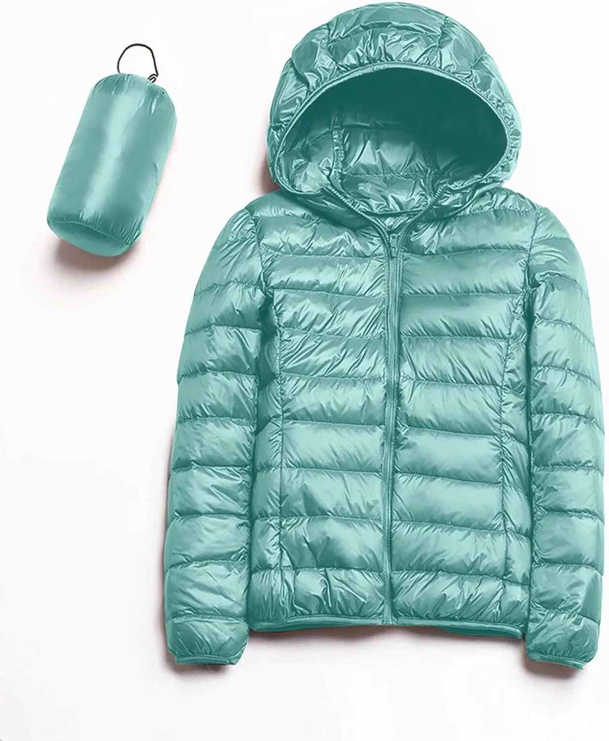 Packable Puffer Jacket Women Lightweight Short Down Jackets Winter Trendy Slim Fit Hooded Bubble Coat Light Puffer Jackets