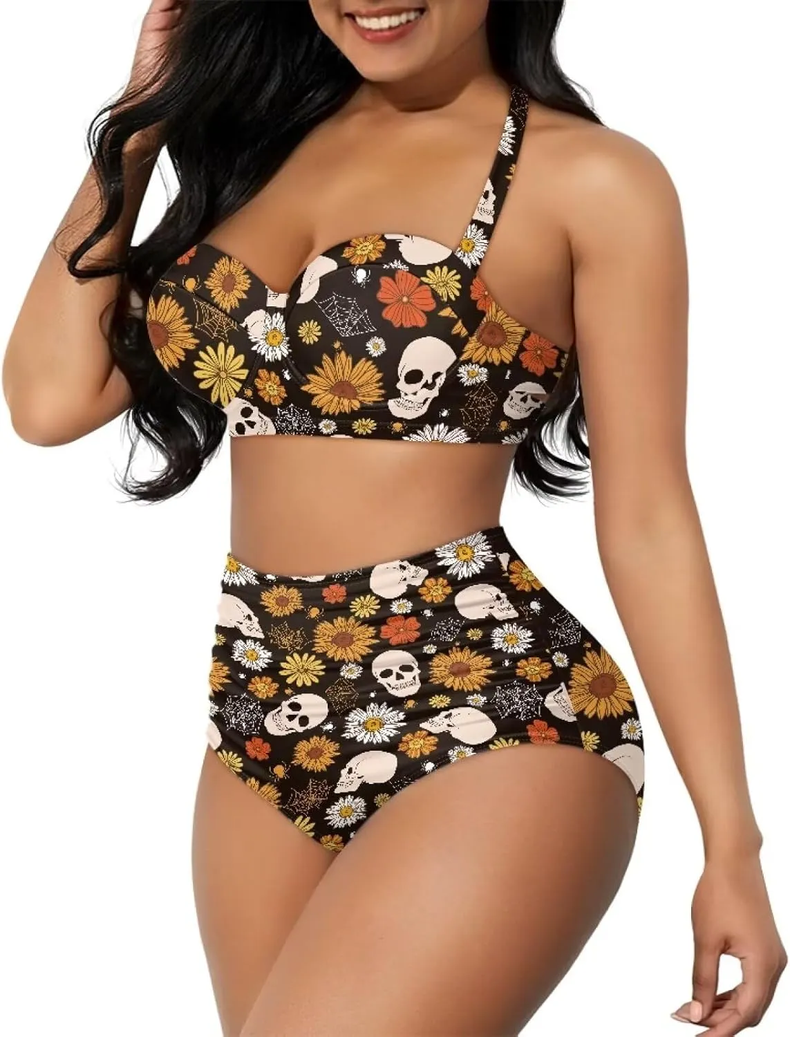 Plus Size Bathing Suit for Women Tummy Control High Waisted Bikini Sets for Women Size S-2XL