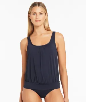 Sea Level Eco Essentials Blouson Tank Singlet Top - Night Sky