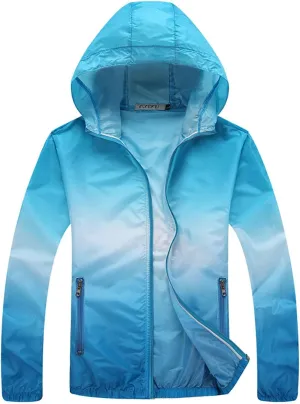 Sun Protection Jackets For Men Women Hoodie Sun Shirts 2025 Gradient Color Full Zip Coat Hiking Running Sport Outwear