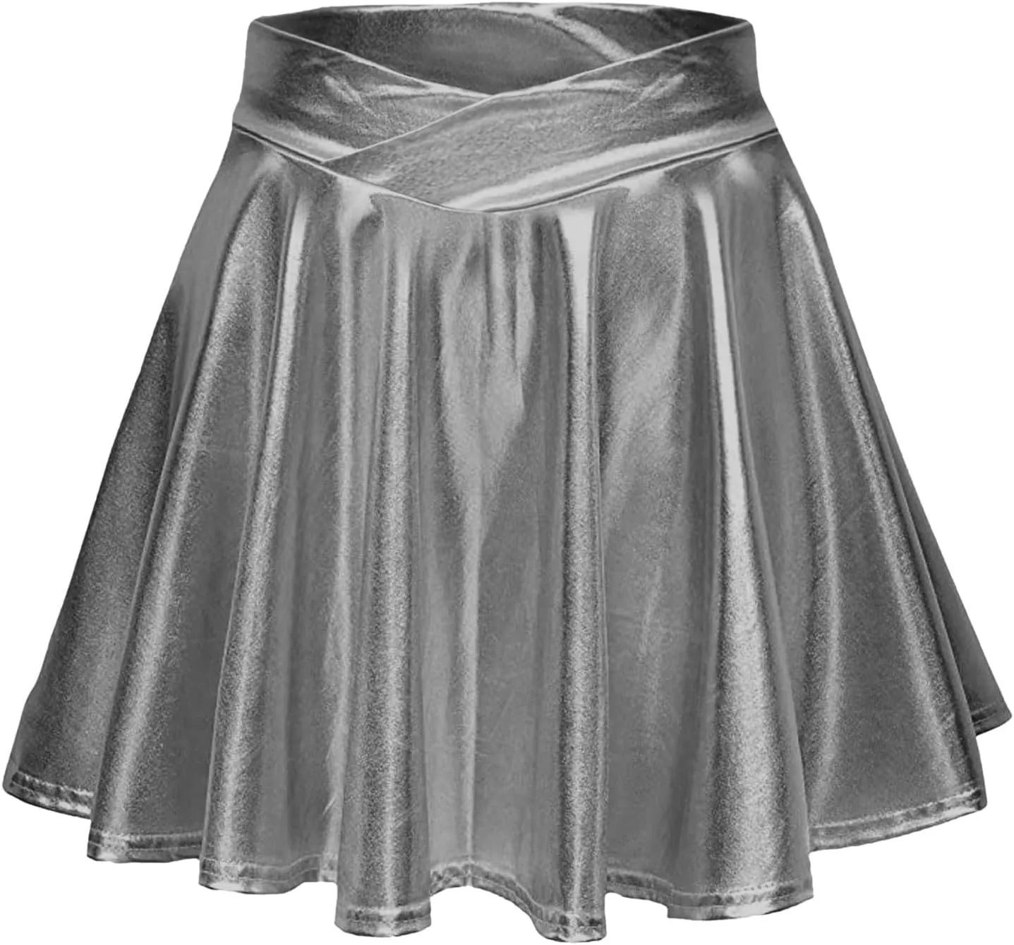 Table Skirt for Birthday Party Women's Fashion High Waist Pleated Solid Color Short Skirt Loose Skirt Metallic