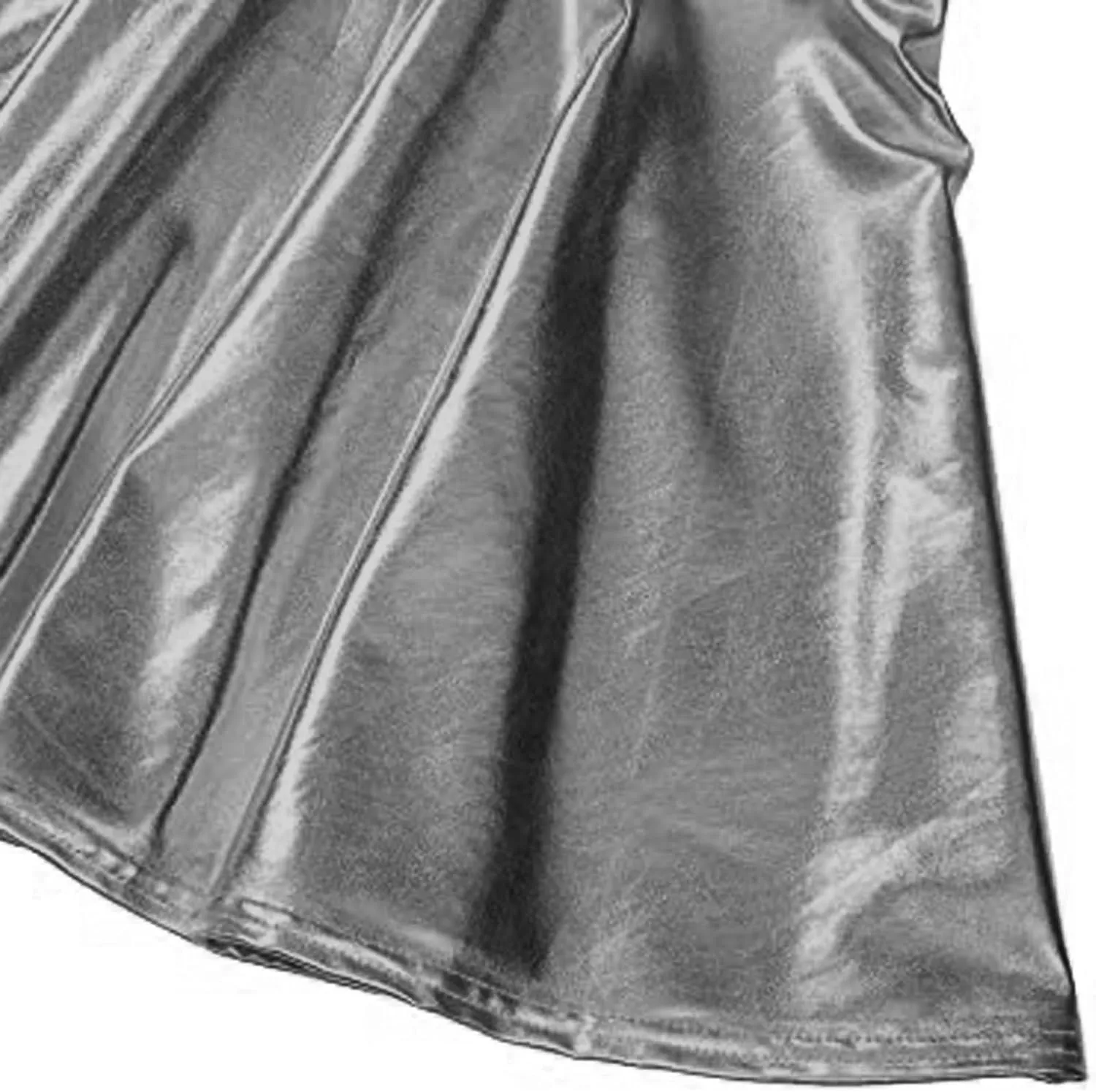 Table Skirt for Birthday Party Women's Fashion High Waist Pleated Solid Color Short Skirt Loose Skirt Metallic