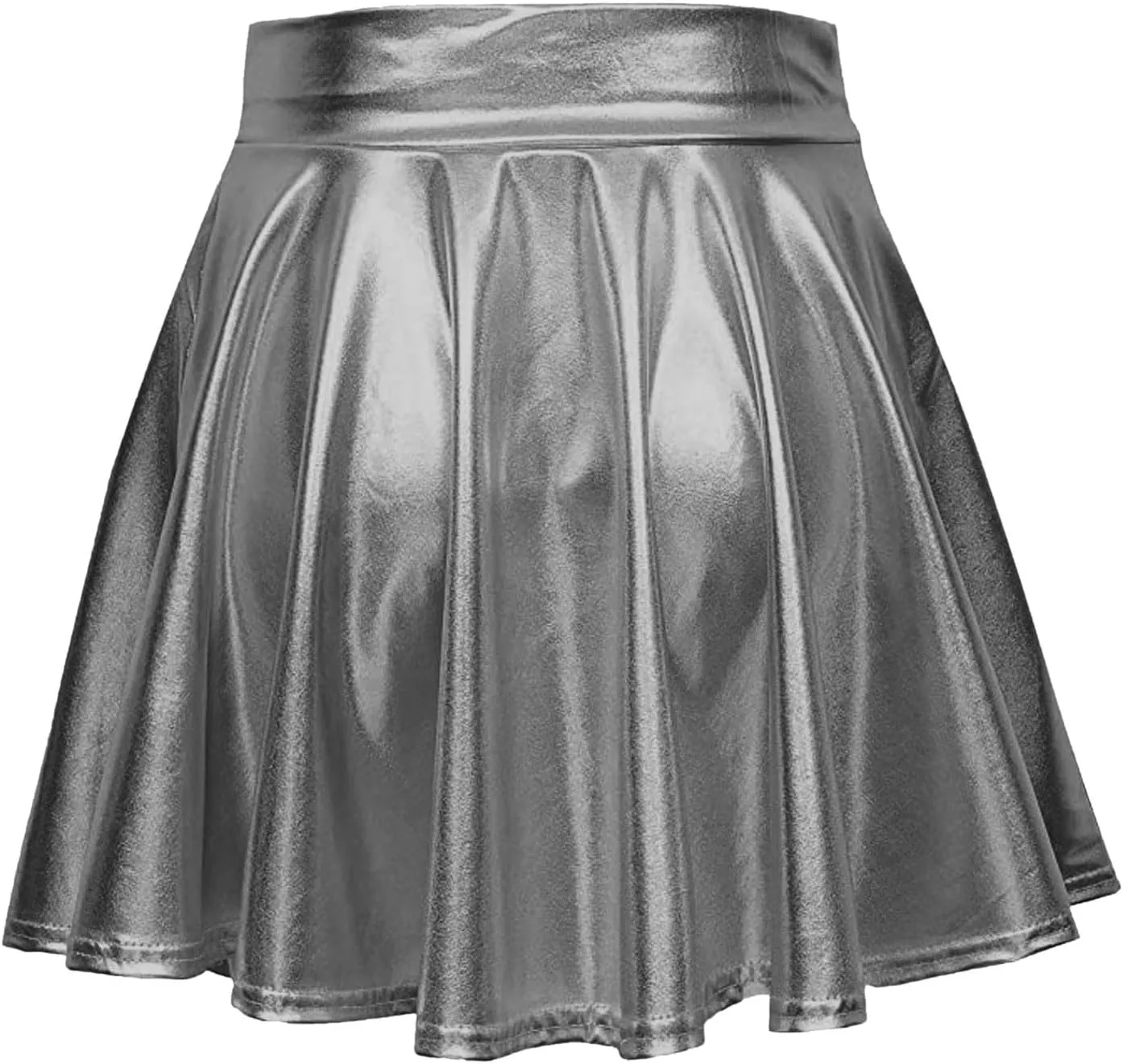 Table Skirt for Birthday Party Women's Fashion High Waist Pleated Solid Color Short Skirt Loose Skirt Metallic
