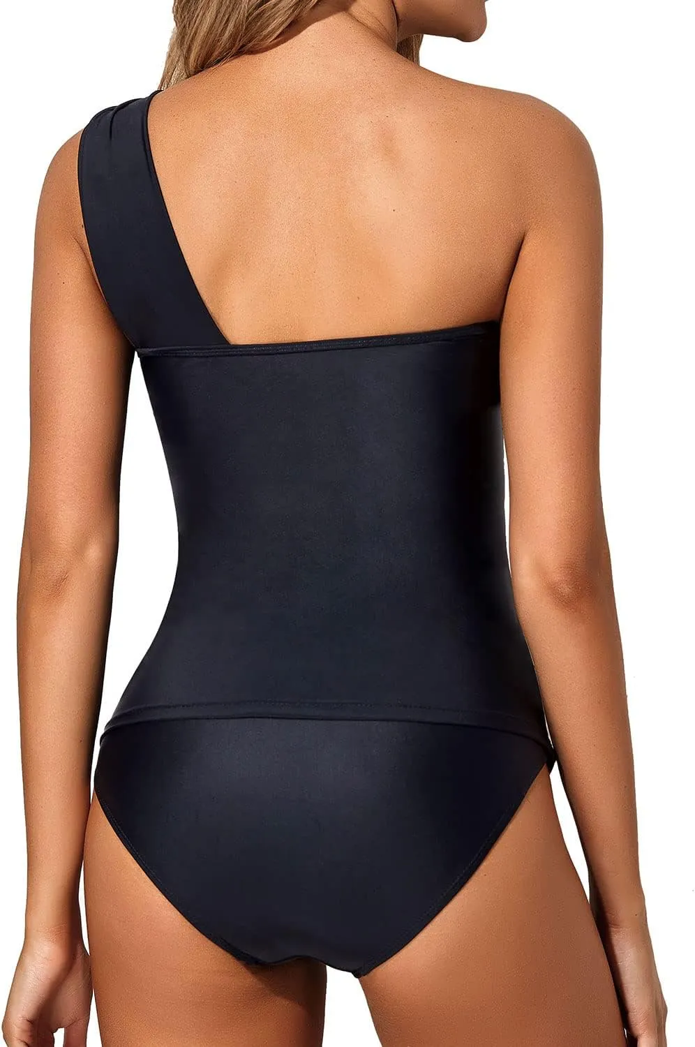 Tempt Me Two Piece Tankini Bathing Suits for Women One Shoulder Swim Top with Bottom Swimsuits
