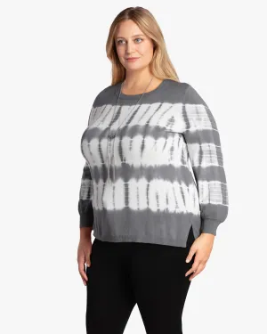 Tie-Dye Long-Sleeve Crewneck | Charcoal Grey / White