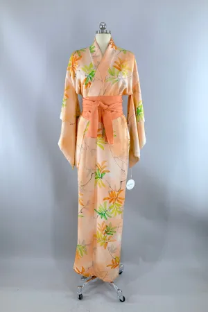 Vintage Peach Summer Silk Kimono