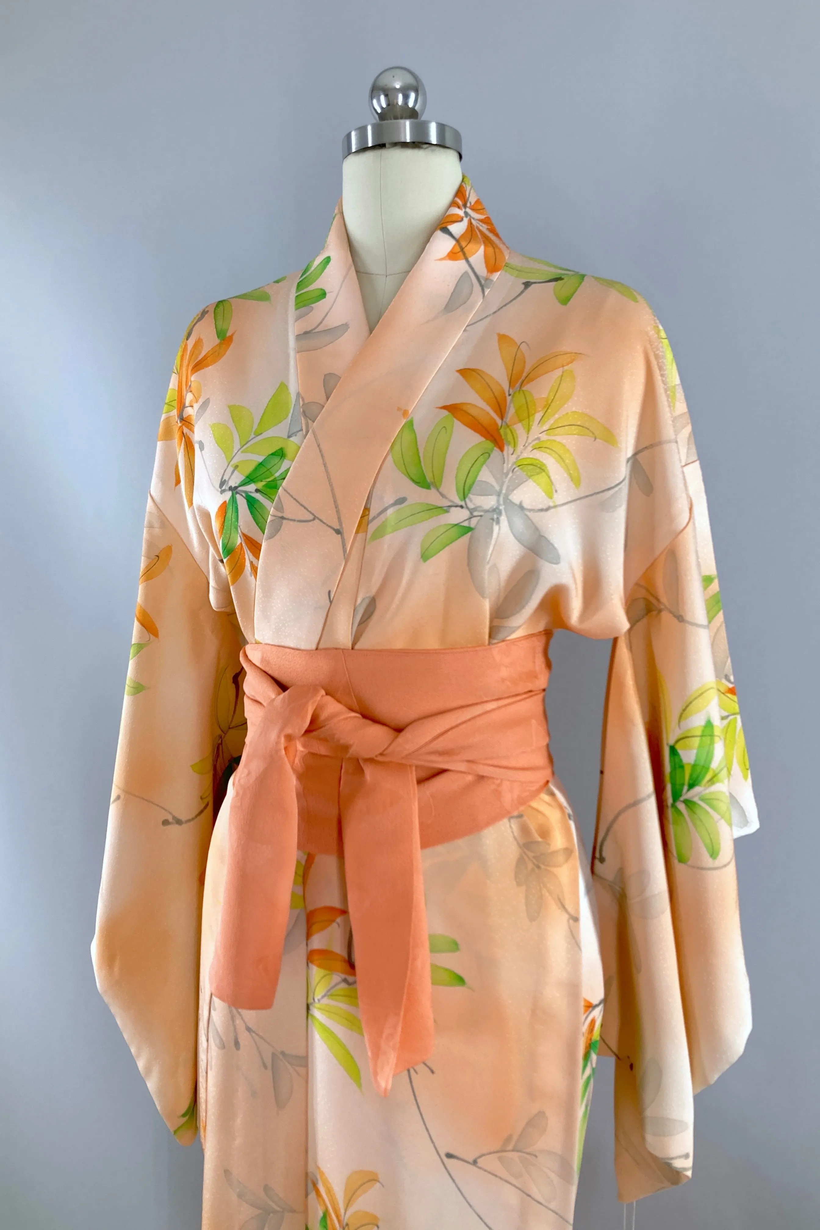 Vintage Peach Summer Silk Kimono