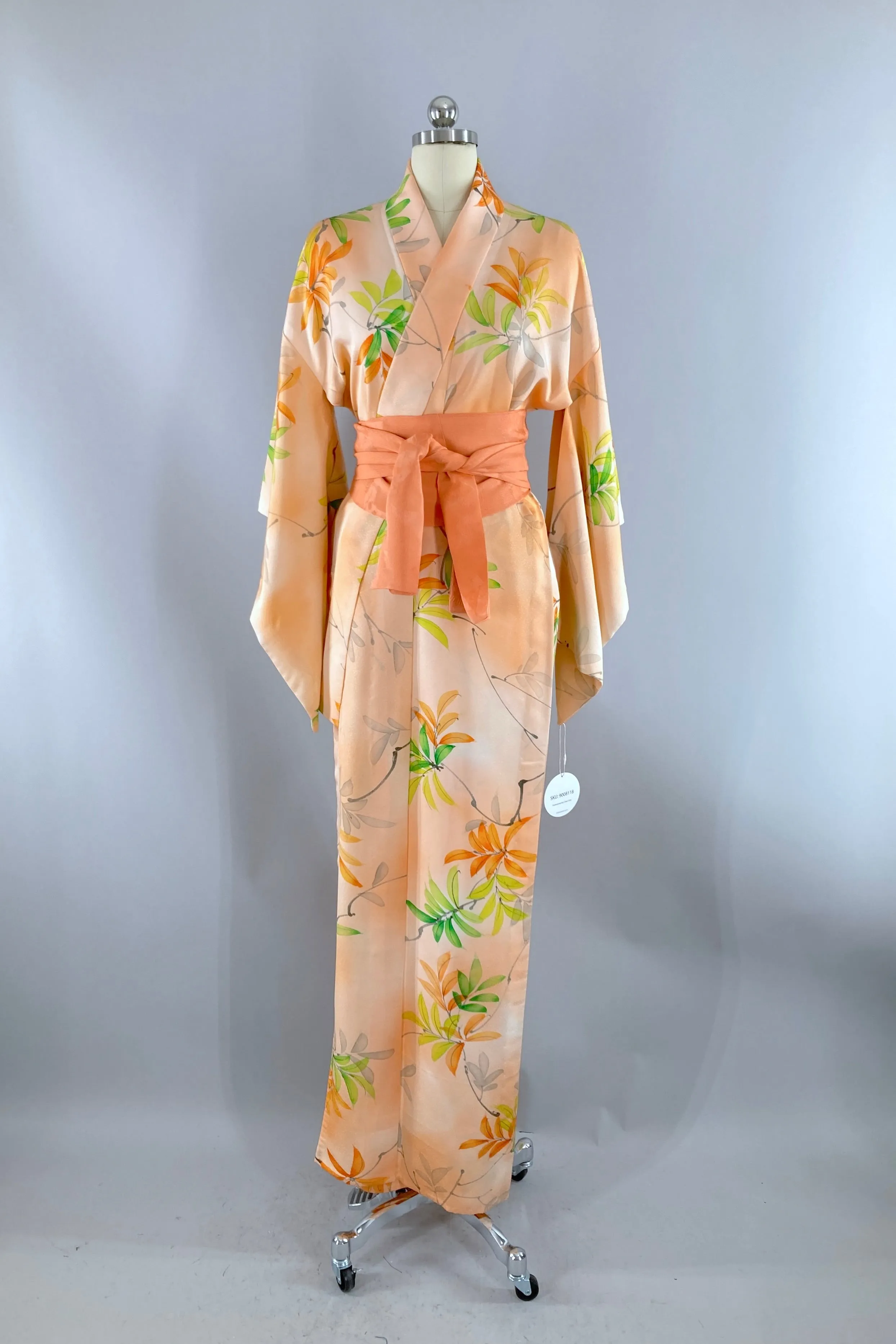 Vintage Peach Summer Silk Kimono