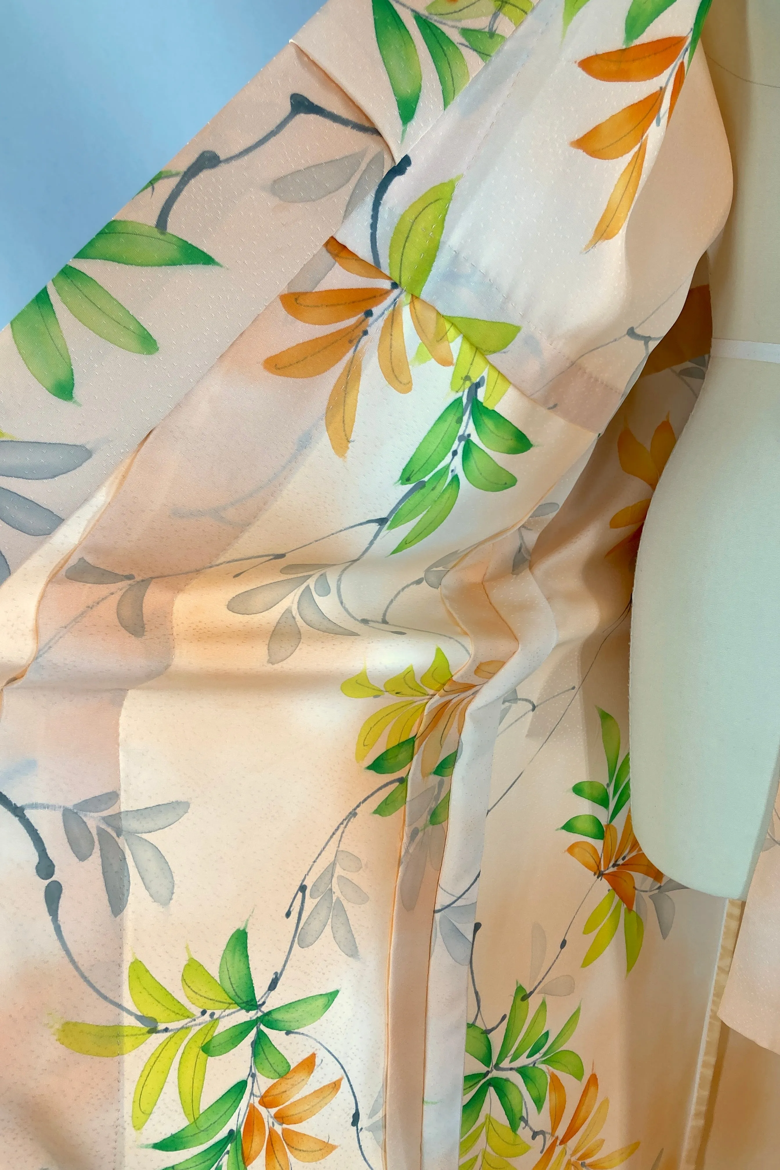 Vintage Peach Summer Silk Kimono