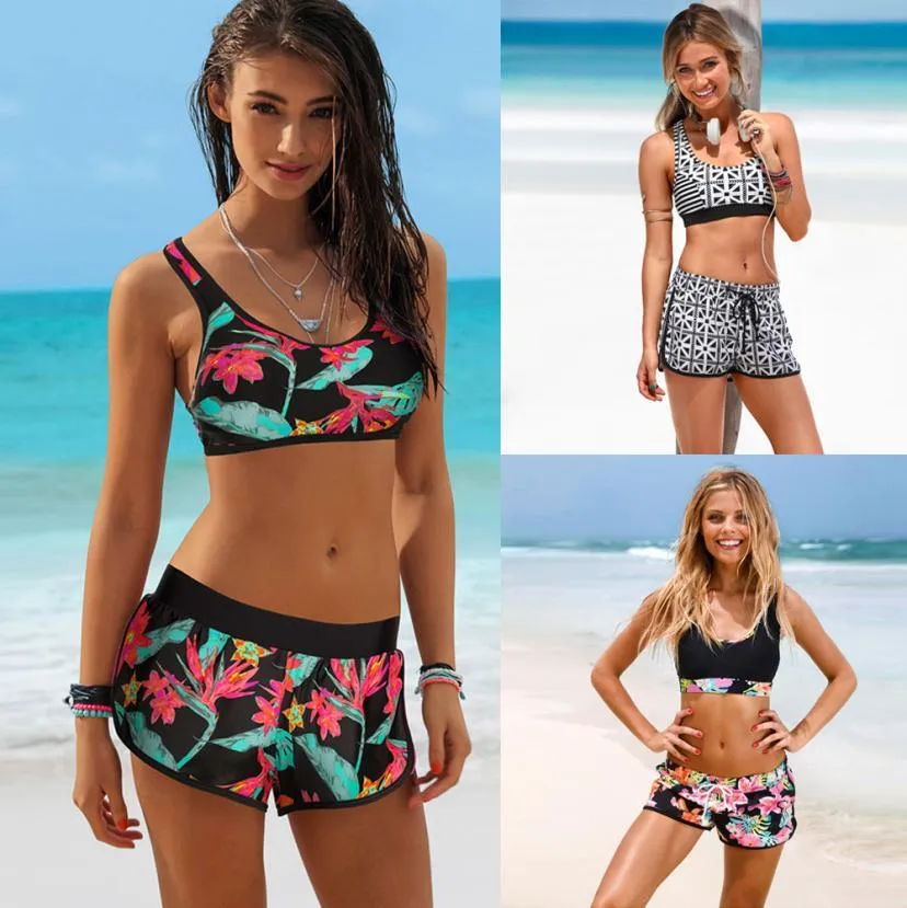 Womail 2018 Womens Bikini Set swimsuit lady's large size womens swimming suit with shorts swimwear women push up brazilian