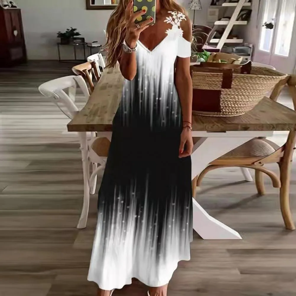 Women Casual Bare Shoulder Maxi Dress 6 Floral Styles 6 Sizes