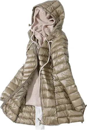 Women Puffer Jackets light Duck Down Coat Winter Warm Portable Hooded Windbreaker Parka