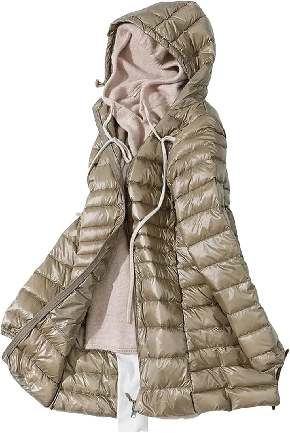 Women Puffer Jackets light Duck Down Coat Winter Warm Portable Hooded Windbreaker Parka