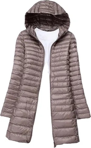 Women Winter Long Light Duck Down Jackets Spring Puffer Coat Slim Hooded Parkas