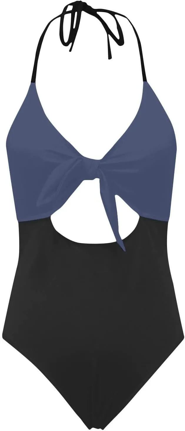 Womens Halter Cutout One Piece Swimsuit Sexy Backless Tummy Control Bathing Suits Colorblock Slimming Beach Swimwear