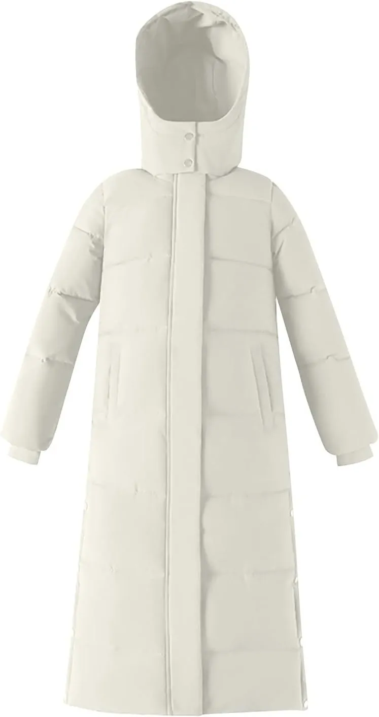 Women's Long Winter down Coat Warm Windproof Quilted Puffer Jacket Thicken Warm Puffy Parka with Hood Ski Outerwear
