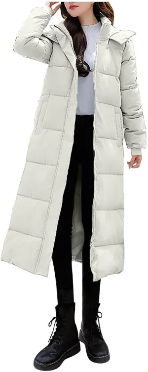 Women's Long Winter down Coat Warm Windproof Quilted Puffer Jacket Thicken Warm Puffy Parka with Hood Ski Outerwear